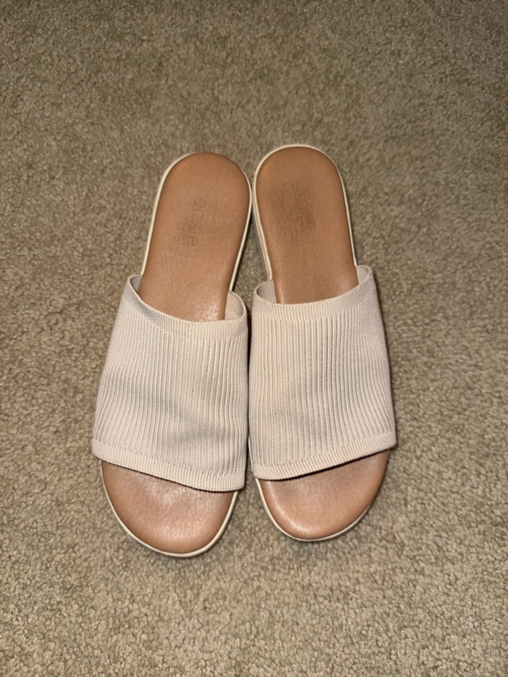 Ellie Wedge Slide Sandal (Women) beige size 10
